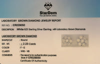 
              2.23 CARAT CERTIFIED LAB GROWN DIAMONDS 10 MM STERLING SILVER RHODIUM PLATED STUDS EARRINGS
            