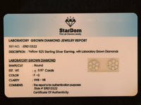 
              .97 CARAT CERTIFED LAB GROWN DIAMONDS STERLING SILVER GOLD PLATED 7 MM STUDS EARRINGS
            