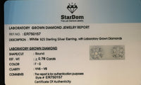 
              .76 CARAT CERTIFIED LAB GROWN DIAMONDS 8 MM STERLING SILVER RHODIUM PLATED STUDS EARRINGS
            
