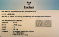 
              1.08 CARAT CERTIFIED LAB GROWN DIAMONDS 10 MM STERLING SILVER RHODIUM PLATED STUDS EARRINGS
            