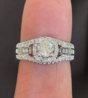 
              10K WHITE GOLD 1.75 CARAT NATURAL DIAMOND .60 CARAT CENTER ENGAGEMENT RING WEDDING RING BRIDAL
            