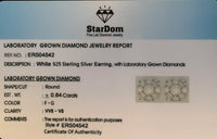 
              .64 CARAT CERTIFIED LAB GROWN DIAMONDS 7 MM STERLING SILVER RHODIUM PLATED STUDS EARRINGS
            