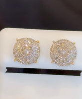 
              .70 CARAT NATURAL DIAMONDS STERLING SILVER GOLD PLATED 9 MM EARRINGS STUDS
            