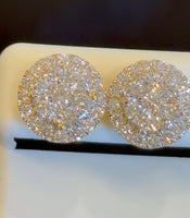 
              2.23 CARAT CERTIFIED LAB GROWN DIAMONDS 13 MM STERLING SILVER GOLD PLATED STUDS EARRINGS
            