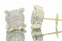 
              .65 CARAT STERLING SILVER YELLOW GOLD PLATING MENS WOMENS 9 mm 100% REAL DIAMONDS EARRINGS STUDS
            
