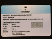 
              1.98 CARAT STERLING SILVER GOLD PLATED 12 MM CERTIFIED LAB GROWN DIAMONDS STUDS EARRINGS
            