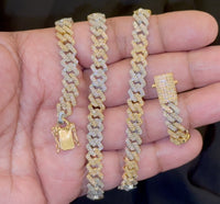 
              10K YELLOW WHITE GOLD 10.25 CARAT REAL DIAMOND 8MM 22 INCHES 63.04 GRAM GOLD CUBAN LINK CHAIN NECKLACE
            