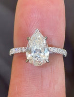 
              PLATINUM 2.75 CARAT PEAR LAB GROWN DIAMONDS ENGAGEMENT WEDDING RING
            