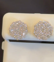 
              1.12 CARAT CERTIFED LAB GROWN DIAMONDS STERLING SILVER GOLD PLATED 10 MM STUDS EARRINGS
            