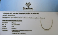 
              5.60 CARAT LAB GROWN DIAMONDS STERLING SILVER 22 INCHES 52.35 GRAMS 9 MM CHAIN NECKLACE
            