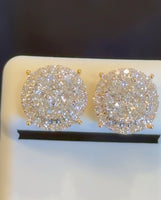
              2.07 CARAT CERTIFIED LAB GROWN DIAMONDS 12 MM STERLING SILVER GOLD PLATED STUDS EARRINGS
            