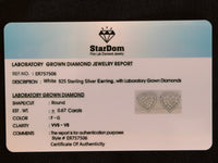 
              .67 CARAT CERTIFED LAB GROWN DIAMONDS STERLING SILVER 11 MM HEART STUDS EARRINGS
            