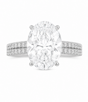 
              14K WHITE GOLD 4.50 CARAT OVAL & ROUND LAB GROWN DIAMONDS ENGAGEMENT WEDDING RING
            