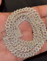 
              14.92 CARAT CERTIFIED LAB GROWN DIAMONDS STERLING SILVER 22 INCHES 64.66 GRAMS 10 MM CUBAN LINK CHAIN NECKLACE
            