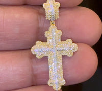 
              10K YELLOW GOLD .50 CARAT 1.40 INCHES NATURAL DIAMOND CROSS PENDANT CHARM
            