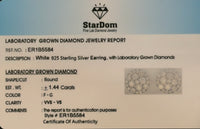 
              1.44 CARAT CERTIFIED LAB GROWN DIAMONDS 10 MM STERLING SILVER RHODIUM PLATED STUDS EARRING
            