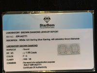 
              1.05 CARAT CERTIFED LAB GROWN DIAMONDS STERLING SILVER 11 MM STUDS EARRINGS
            