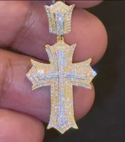 
              10K YELLOW GOLD .50 CARAT 1.50 INCHES NATURAL DIAMOND CROSS PENDANT CHARM
            