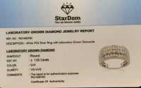 
              1.03 CARAT CERTIFIED LAB GROWN DIAMONDS STERLING SILVER RHODIUM PLATED RING
            