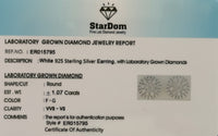 
              1.07 CARAT STERLING SILVER RHODIUM PLATED 10 MM CERTIFIED LAB GROWN DIAMONDS STUDS EARRINGS
            