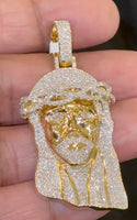 
              2.57 CARAT LAB GROWN DIAMONDS STERLING SILVER GOLD PLATED 2.25 INCHES JESUS CROSS PENDANT
            