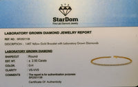 
              14K YELLOW GOLD 2.50 CARAT CERTIFIED LAB GROWN DIAMONDS 7 INCHES 2 MM BRACELET
            