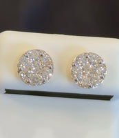 
              1.36 CARAT CERTIFIED LAB GROWN DIAMONDS 9 MM STERLING SILVER GOLD PLATED STUDS EARRINGS
            