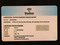 
              1.58 CARAT CERTIFED LAB GROWN DIAMONDS STERLING SILVER GOLD PLATED 9 MM STUDS EARRINGS
            