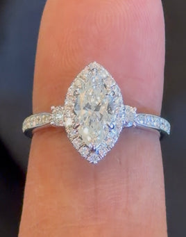 14K WHITE GOLD 1.63 CARAT CERTIFIED LAB GROWN DIAMONDS ENGAGEMENT WEDDING RING