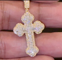 
              10K YELLOW GOLD .75 CARAT 1.50 INCHES REAL DIAMOND MEN CROSS PENDANT CHARM CROSS
            