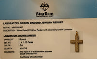 
              1.10 CARAT CERTIFIED LAB GROWN DIAMONDS STERLING SILVER GOLD PLATED 1.85 INCHES CROSS PENDANT
            