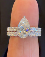 
              14K WHITE GOLD 4.04 CARAT CERTIFIED LAB GROWN DIAMONDS ENGAGEMENT RING WEDDING BAND BRIDAL SET
            