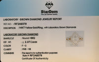 
              14K YELLOW GOLD 2.37 CARAT CERTIFIED LAB GROWN DIAMONDS ENGAGEMENT WEDDING RING
            
