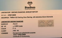 
              .95 CARAT CERTIFIED LAB GROWN DIAMONDS 11 MM STERLING SILVER GOLD PLATED STUDS EARRINGS
            