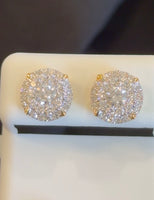 
              1.21 CARAT CERTIFED LAB GROWN DIAMONDS STERLING SILVER GOLD PLATED 10 MM STUDS EARRINGS
            