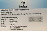 
              .87 CARAT CERTIFIED LAB GROWN DIAMONDS 7 MM STERLING SILVER RHODIUM PLATED STUDS EARRING
            