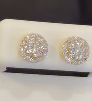 
              .74 CARAT CERTIFIED LAB GROWN DIAMONDS 8 MM STERLING SILVER GOLD PLATED STUDS EARRINGS
            