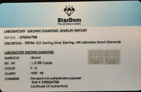 
              .56 CARAT CERTIFIED LAB GROWN DIAMONDS 7.5 MM STERLING SILVER RHODIUM PLATED STUDS EARRINGS
            