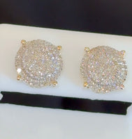 
              .60 CARAT NATURAL DIAMONDS STERLING SILVER GOLD PLATED 10 MM EARRINGS STUDS
            