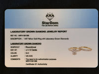 
              14K YELLOW GOLD 4 CARAT CERTIFIED LAB GROWN DIAMONDS ENGAGEMENT RING WEDDING BAND BRIDAL SET
            