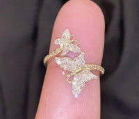 
              10K SOLID YELLOW GOLD .75 CARAT REAL WOMEN DIAMOND BUTTERFLY RING
            