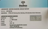
              1.66 CARAT STERLING SILVER 12 MM CERTIFIED LAB GROWN DIAMONDS STUDS EARRINGS
            