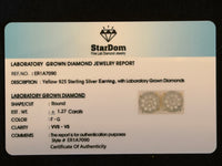 
              1.27 CARAT CERTIFED LAB GROWN DIAMONDS STERLING SILVER GOLD PLATED 12 MM STUDS EARRINGS
            