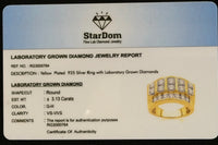 
              3.13 CARAT CERTIFIED LAB GROWN DIAMONDS STERLING SILVER GOLD PLATED RING
            