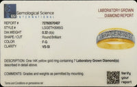 
              14K YELLOW GOLD .32 CARAT CERTIFIED LAB GROWN DIAMONDS RING
            