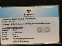 
              .62 CARAT CERTIFED LAB GROWN DIAMONDS STERLING SILVER 8 MM STUDS EARRINGS
            