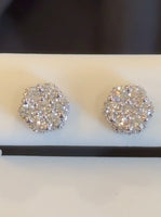 
              .97 CARAT CERTIFED LAB GROWN DIAMONDS STERLING SILVER GOLD PLATED 7 MM STUDS EARRINGS
            