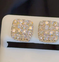 
              1.74 CARAT STERLING SILVER GOLD PLATED 10 MM CERTIFIED LAB GROWN DIAMONDS STUDS EARRINGS
            