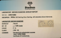 
              1.06 CARAT CERTIFIED LAB GROWN DIAMONDS 9 MM STERLING SILVER RHODIUM PLATED STUDS EARRING
            