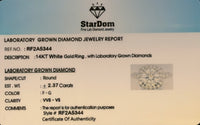 
              14K WHITE GOLD 2.37 CARAT CERTIFIED LAB GROWN DIAMONDS ENGAGEMENT WEDDING RING
            